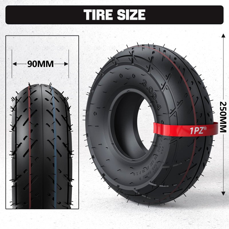 1PZ RE3-34W 3.00-4 (10"x3", 260x85) Tire & Inner Tube with TR87 Bent Valve Stem for Pocket Rocket E300 E325 eZip Scooter Mini Chopper Bike Go Kart Bladez Gas Electric Mobility - Image 2